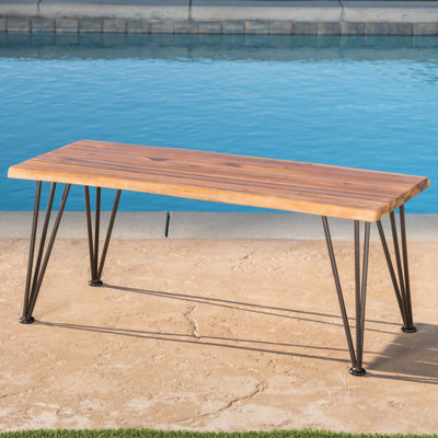 Table basse d'extérieur en bois rustique avec pieds en fer 18 "x 43" 18 "And And Stylish