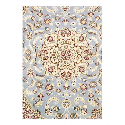 Iginia One-of-a-Kind 4'4'' X 2'11'' Small Rectangle Wool & Silk Area Rug Light Blue