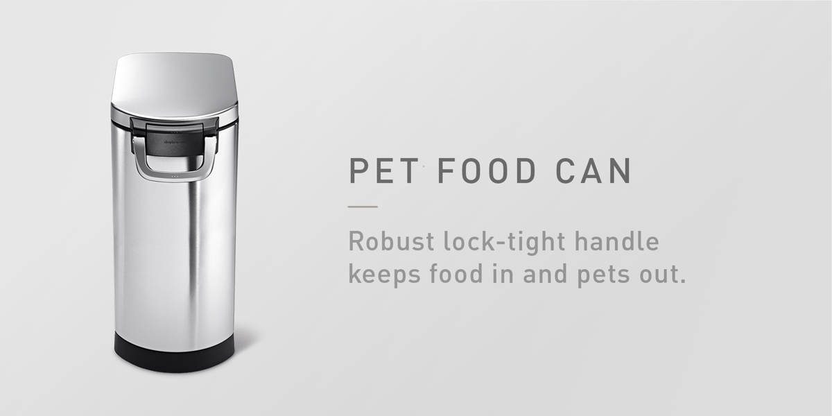 simplehuman Pet Food Storage Container Stainless Steel for Dog Food, Cat Food, and Bird Feed