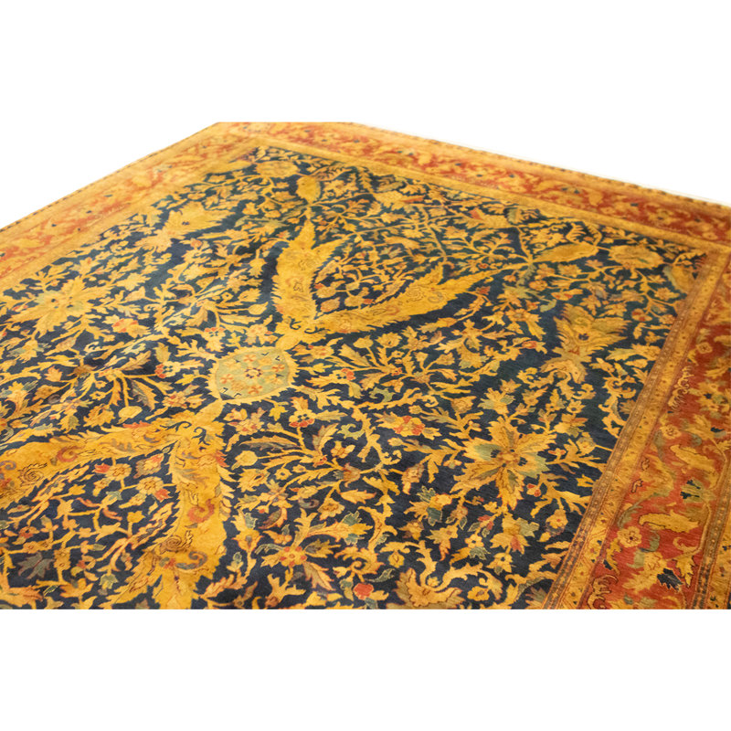 High-Quality Hand-Knotted Blue And Red Area Rug