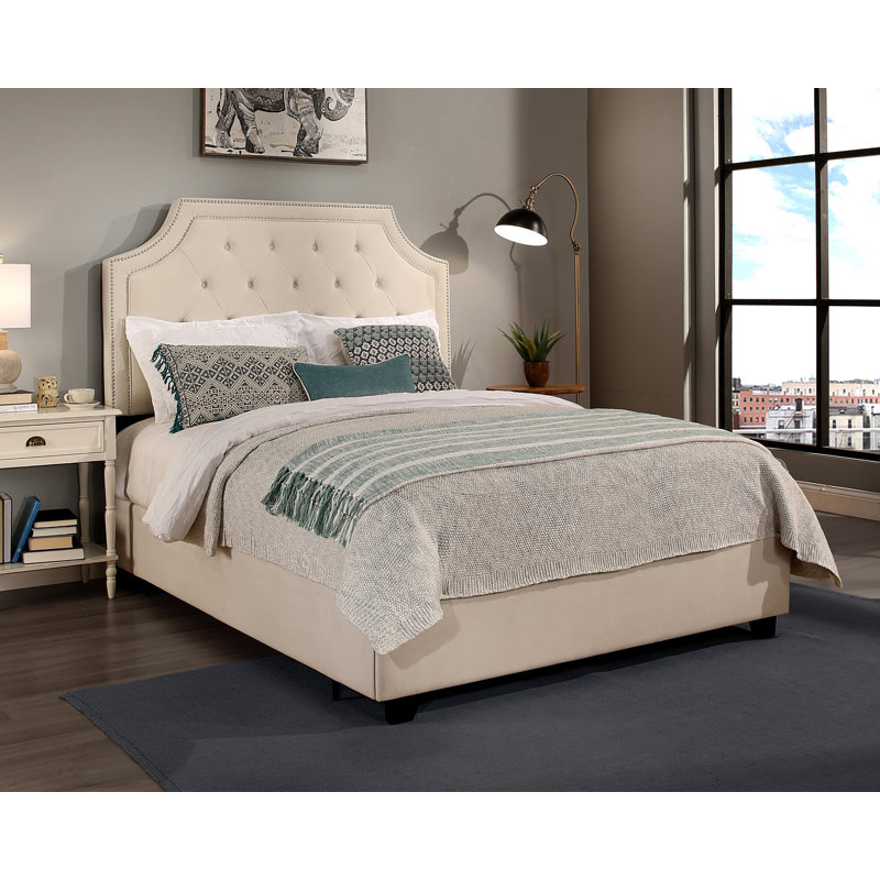 Devitt Upholstered Bed, King, Ivory