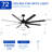 72'' Indoor Smart Black Ceiling Fan With LED Light And App Remote Control