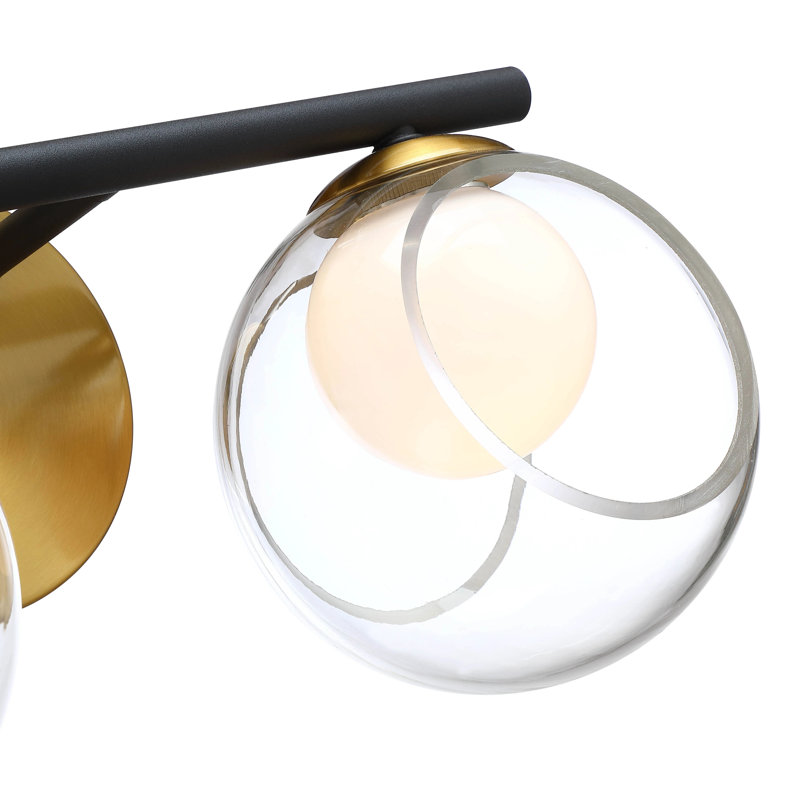 Applique murale de salle de bain à 2 lumières dimmables de 15,25 po avec globes opales, H 7,75 po x l 15,25 po x P 6,75 po, 2