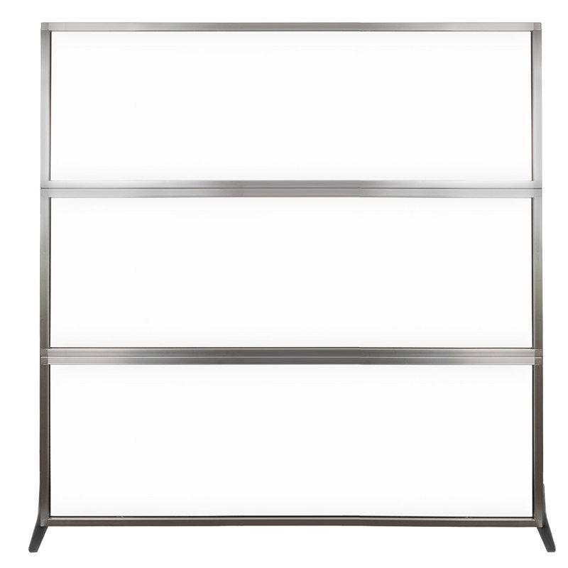 Cloison portative 6 pi Medipanel - Garniture argentée, H 72 po x l 72 po x P 15 po, Transparent