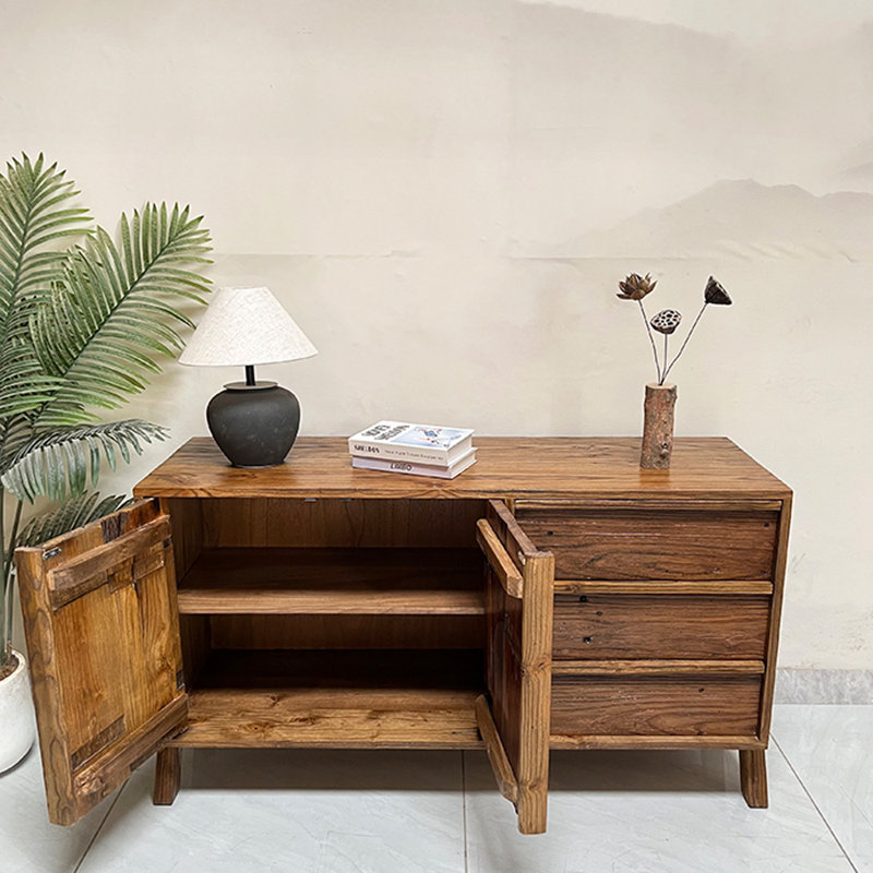 Armoire en bois massif de style Wabi-Sabi, H 30,7 po x l 55,1 po x P 17,7 po