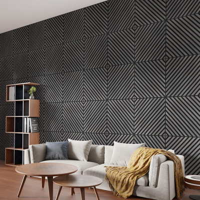 Concord Wallcoverings Wood Veneer Wall Panels | Pack of 4 Acoustic Square Diagonal Panels | Premium Soundproofing & 3D Interior Decor | 21.75" x 21.75" | Covers 13.14 sq.ft.| 6A70A7C45DB44594979F9EADDB210E5A