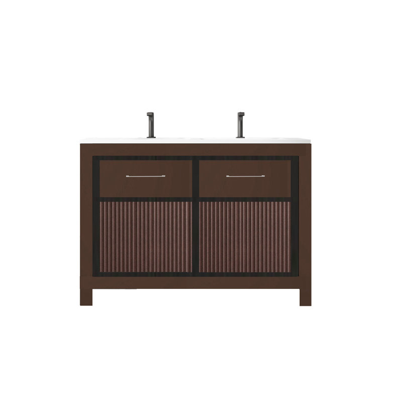Ensemble de meuble-lavabo double 48 po, Café