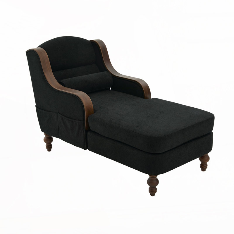 Chaise longue surdimensionnée en chenille, Noir