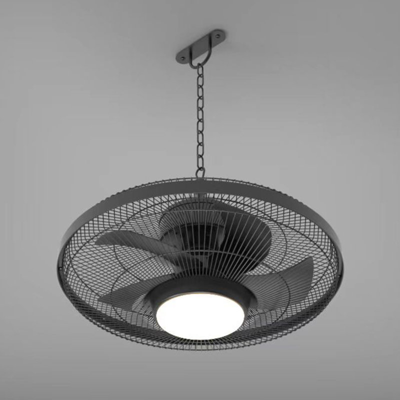Ventilateur de plafond extérieur imperméable 20 "avec lumières, télécommande et interrupteur mural, 3 températures de couleur, conception en cage