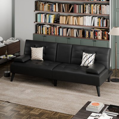 Arjeta  64'' Faux Leather Convertible Futon