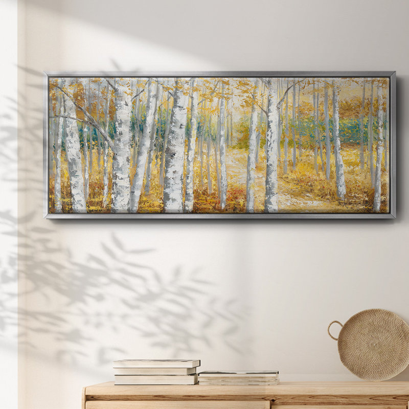 Birch Path II- Framed Canvas, 20" H x 50" W