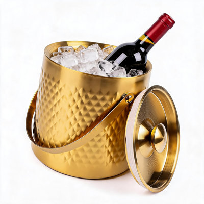 Seau à glace en acier inoxydable doré de 3 litres pour bar à vin champagne et service de réception