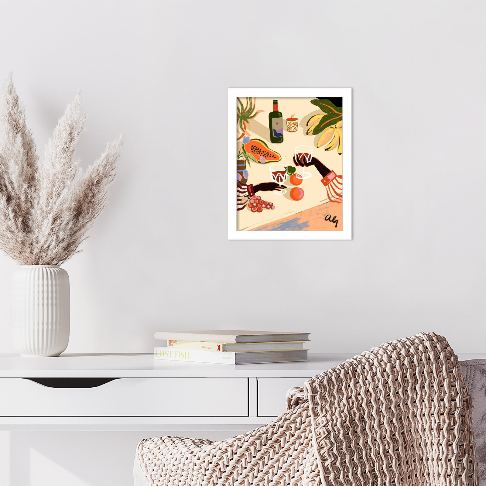 Pritchard "Cheers to You (Wine)" Print, White, 13" H x 11" W