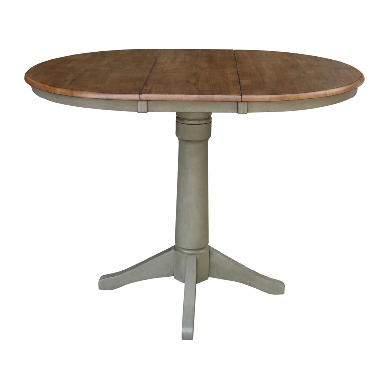 Henington Extendable Solid Wood Dining Table, Hickory/Stone