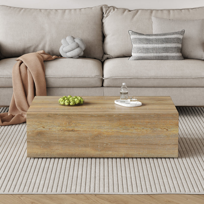 Rehaussez votre espace de vie avec une table basse moderne en bois aggloméré - texture légère et lisse, 39,3 po x 23,6 po x 12 po