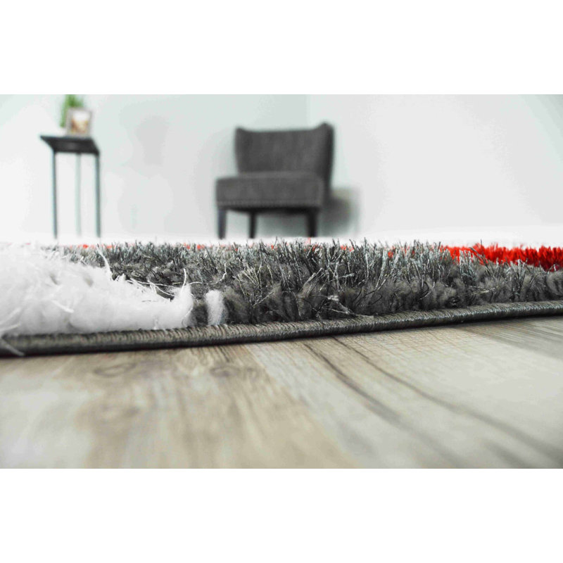 Modern Arriola Shag Abstract Geometric Rug For Living Room Bedroom, Runner 2'7" x 7'10"