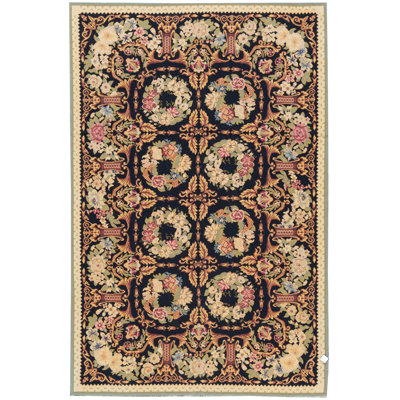 Hand-Knotted High-Quality Black and Gold Area Rug