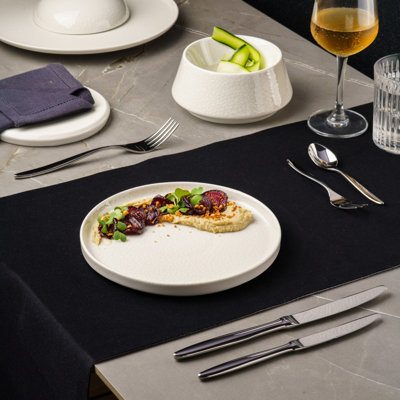 Fabric Crackle Premium Poreclain Selas Short Rim Stackable Plate