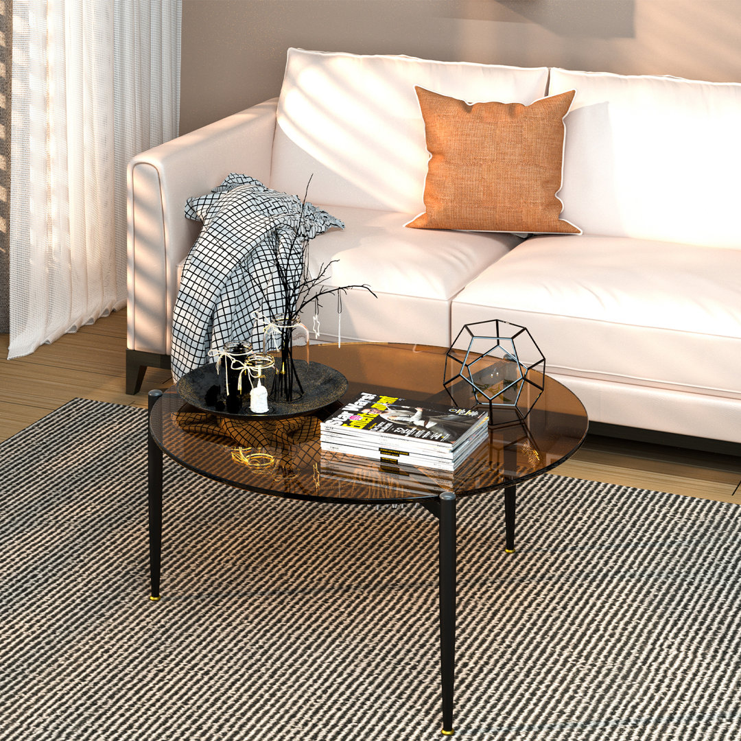 Bjarnhildur Glass Top Coffee Table Wrought Studio™ Table Top 