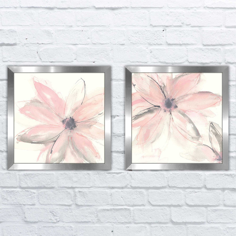 Blush Clematis I - ensemble de 2 reproductions, H 16,5 po x l 33 po, Pas de tapis