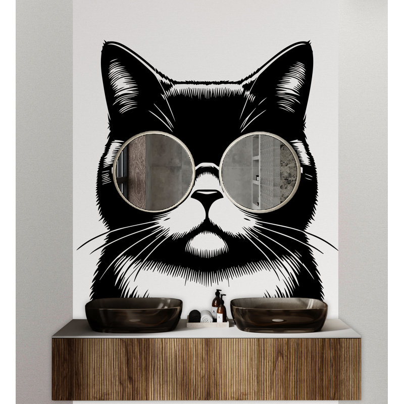 Adhésif décoratif pour chat, chat, chat, enfants, art mural, amoureux des chats, H 17 po x l 20 po, Matte Black