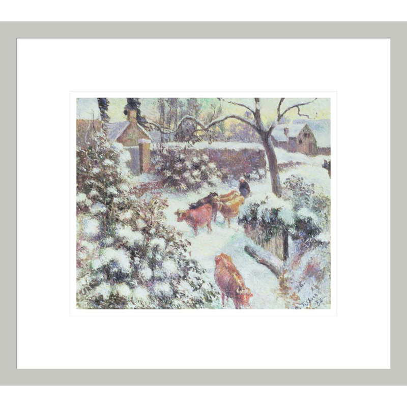 «Effet de Neige a Montfoucault» par Camille Pissarro, impression giclée encadrée, 13.75" H x 15.36" W