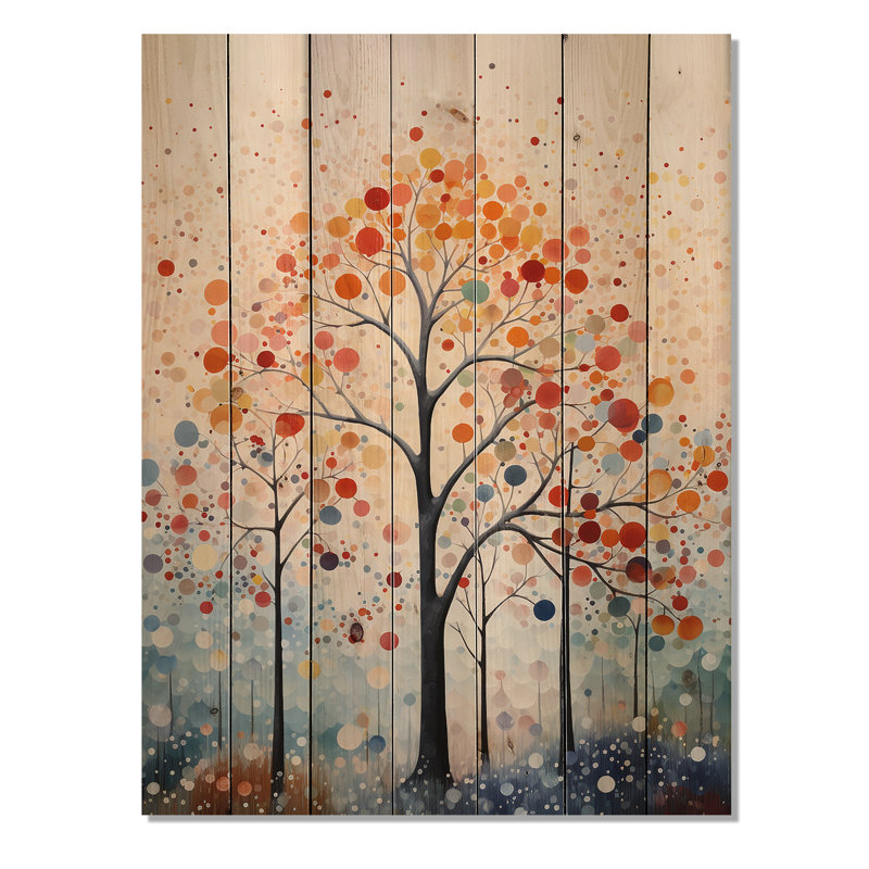 «Pink and Blue Trees Field Pointillism II» sur impression sur bois, H 40 po x l 30 po x P 0,78 po