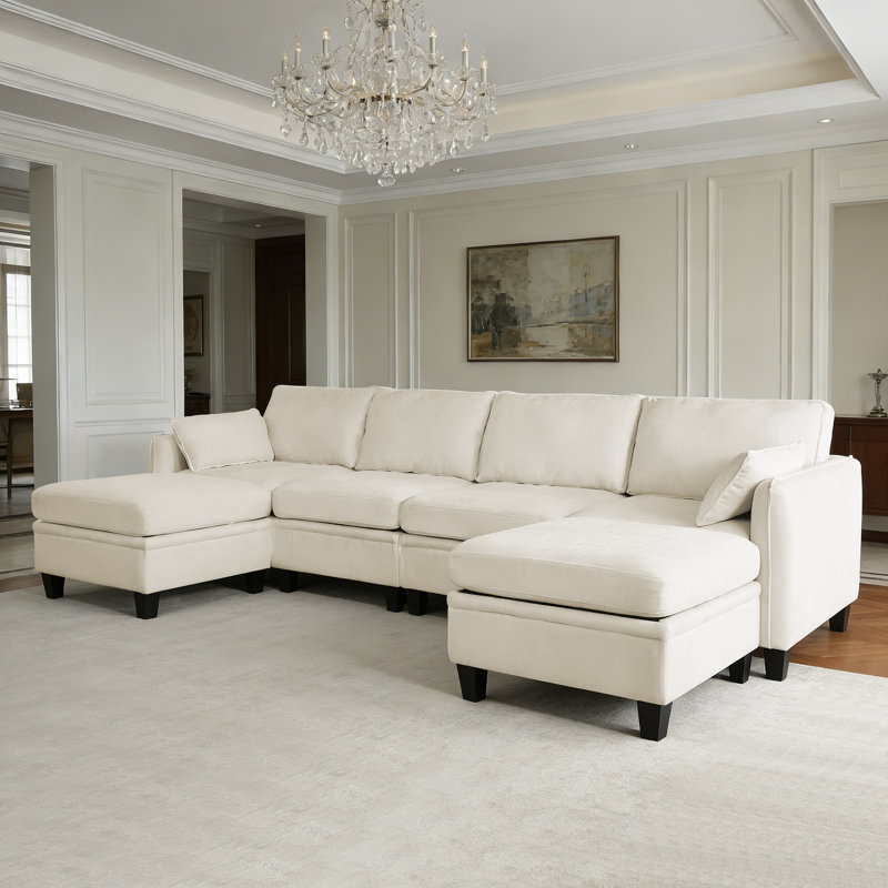 Ensemble de canapé modulaire en chenille de 109 pouces, canapé Cloud en forme de U avec repose-pieds de rangement, combinaison de canapé de salon DIY