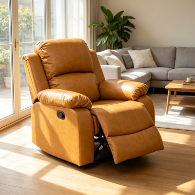 38.5" Wide Super Soft Faux Leather Manual Recliner Ginger