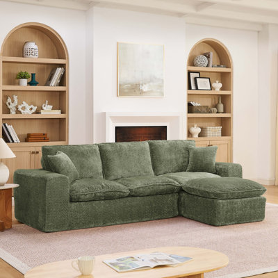 107'' Modern Boucle Sectional Sofa with Reversible Chaise for Living Room, Comfy Cloud Couch with Pillows