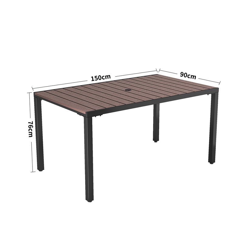 Aylesbury Rectangular Outdoor with Umbrella Hole Dining Table - 150 cm W, 76cm H x 150cm W x 90cm D, Grey