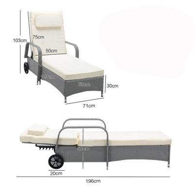 Corinth Reclining Sun Lounger with Cushion