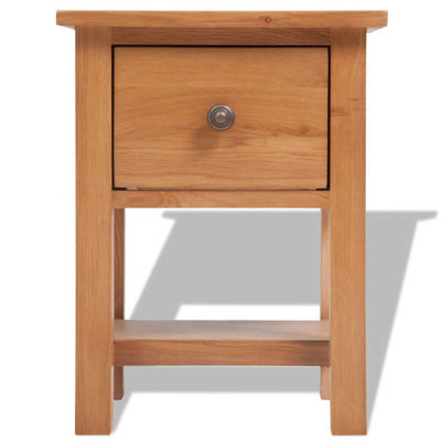 Nightstand Solid Oak Wood Brown