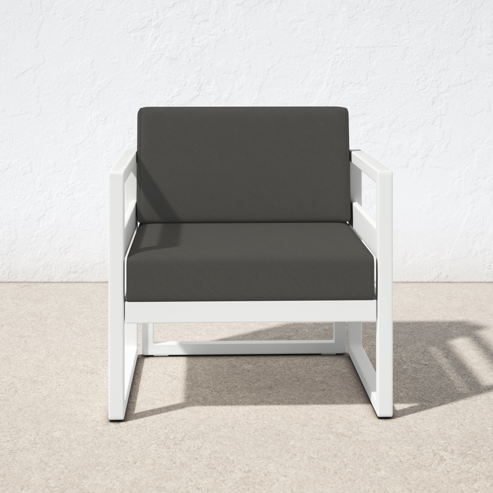 Lane Outdoor Lounge Chair, Charcoal, White