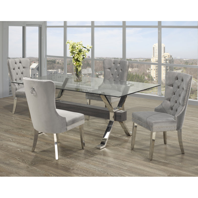 Ensemble de salle à manger rectangulaire pour 4 personnes 39 po Keriona, gris