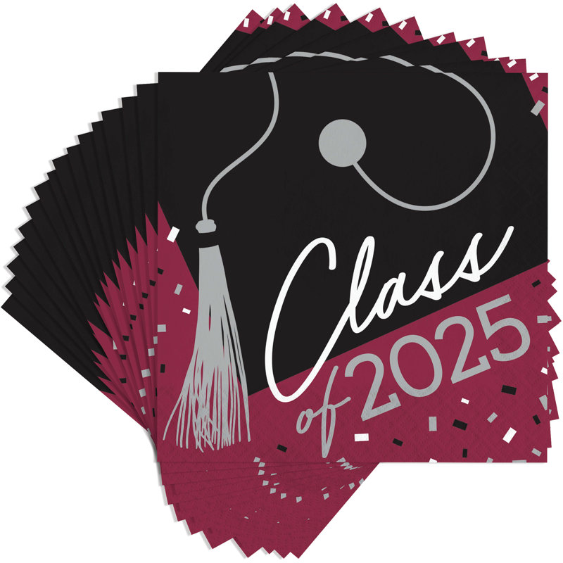 Creative Converting School Spirit Class of 2025 Paper Dinner Napkins, 108 ct., Choose Color, Burgundy