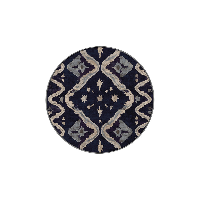 Machine Washable Gray Area Rug, Round 7'