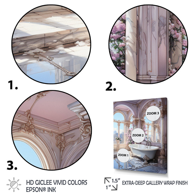 Salle de bain pastel Serenity II - Art mural de salle de bain, H 20 po x l 12 po x P 1 po, Toile tendue