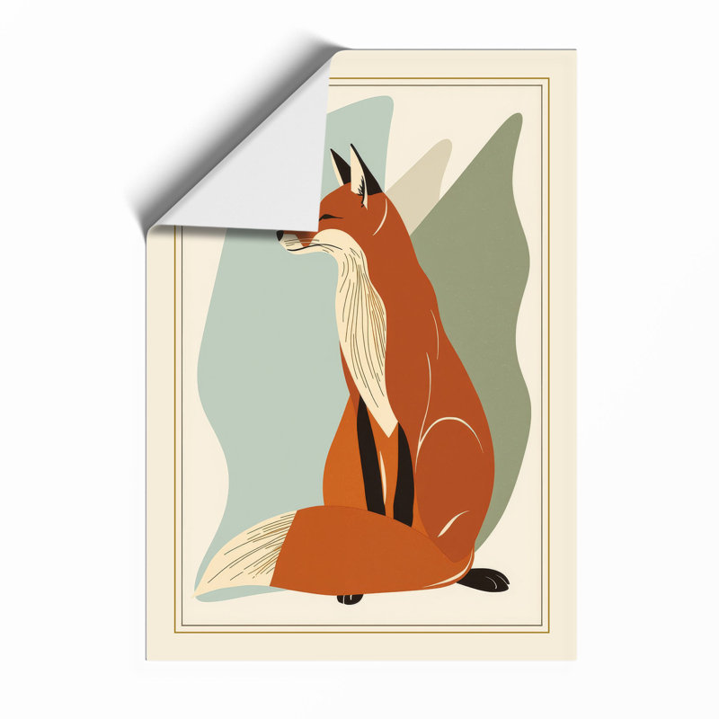 Fox in Profile Mid-Century - Framed Print, A1 - 84.1 x 59.4 cm, Unframed