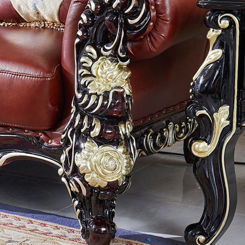Fauteuil en cuir véritable capitonné européen de 55,1 po de large Villa
