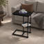 Table d'appoint en forme de C - avec panier de rangement - support pour ordinateur portable - aspect bois - noir-2007158158