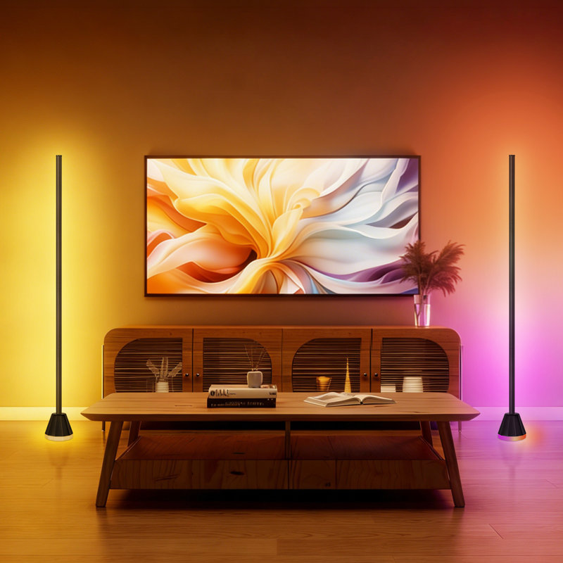 57" Dimmable LED Novelty Corner Floor Lamp with Remote and APP Control （Set of 2）