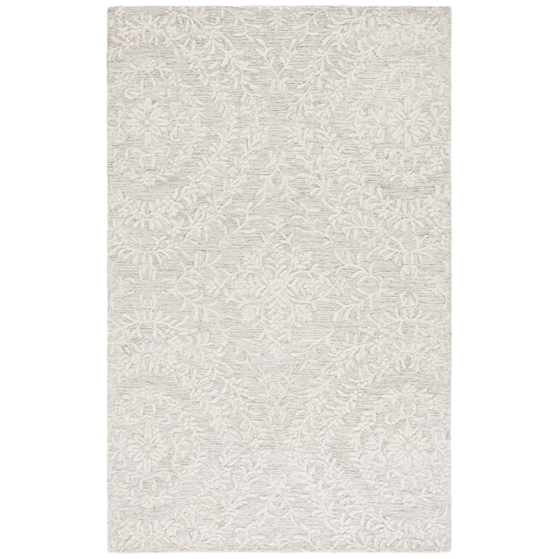 Quaniece 401 Hand Tufted Wool Pile Floral Rug, Rectangle 8' x 10'