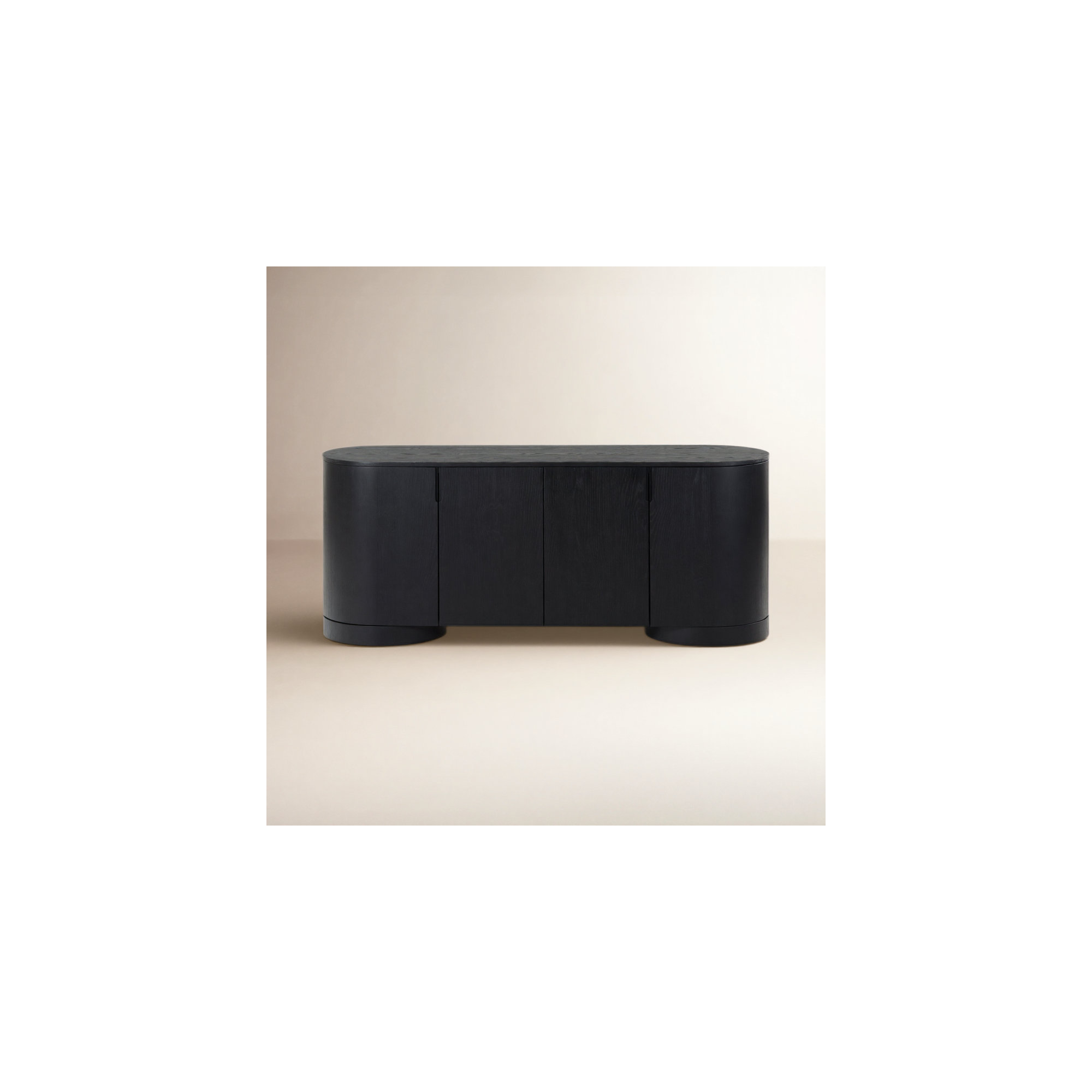 Derby Oval 4 Door Wood Sideboard, Black