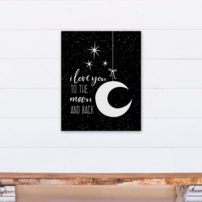 « i love you to the moon », art sur toile Magner, H 24 po x l 20 po x P 1,25 po, Toile tendue