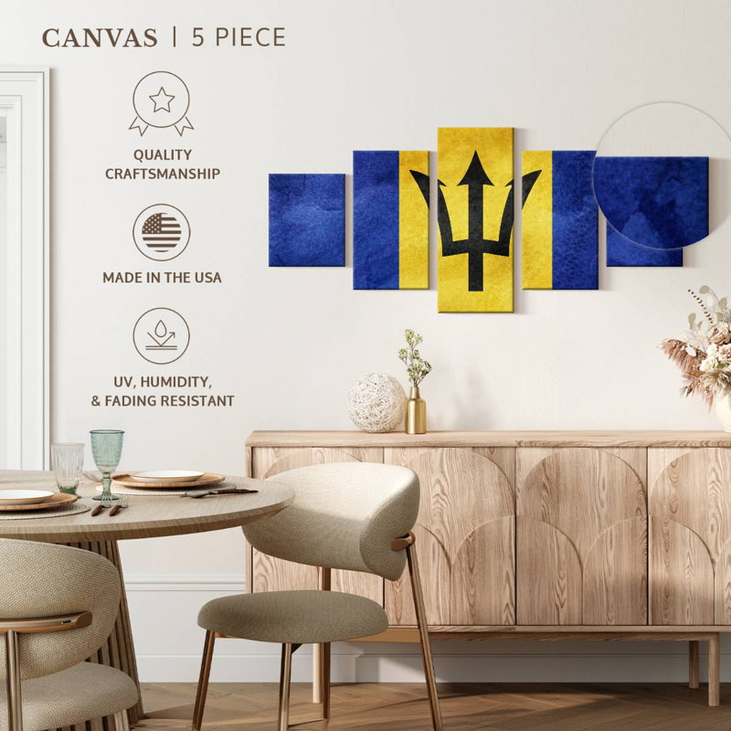 Caribbean Barbados Flag, 24" H x 55" W