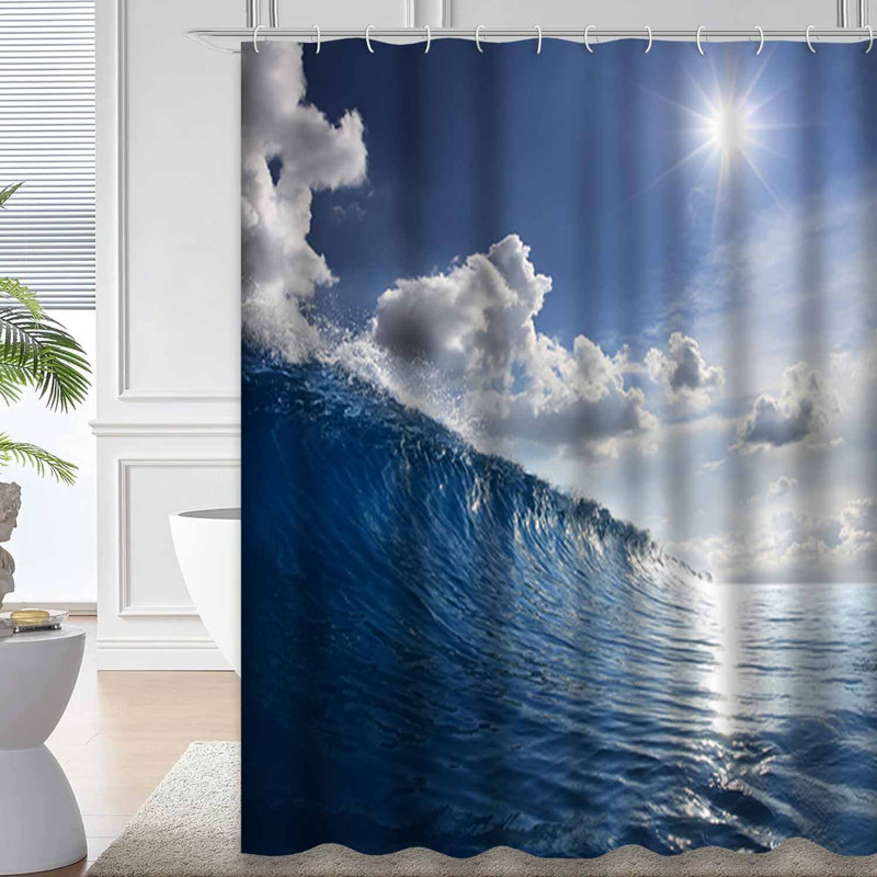 Rideau de douche imperméable avec 12 crochets Ocean Sunset, L 72 po x l 78 po