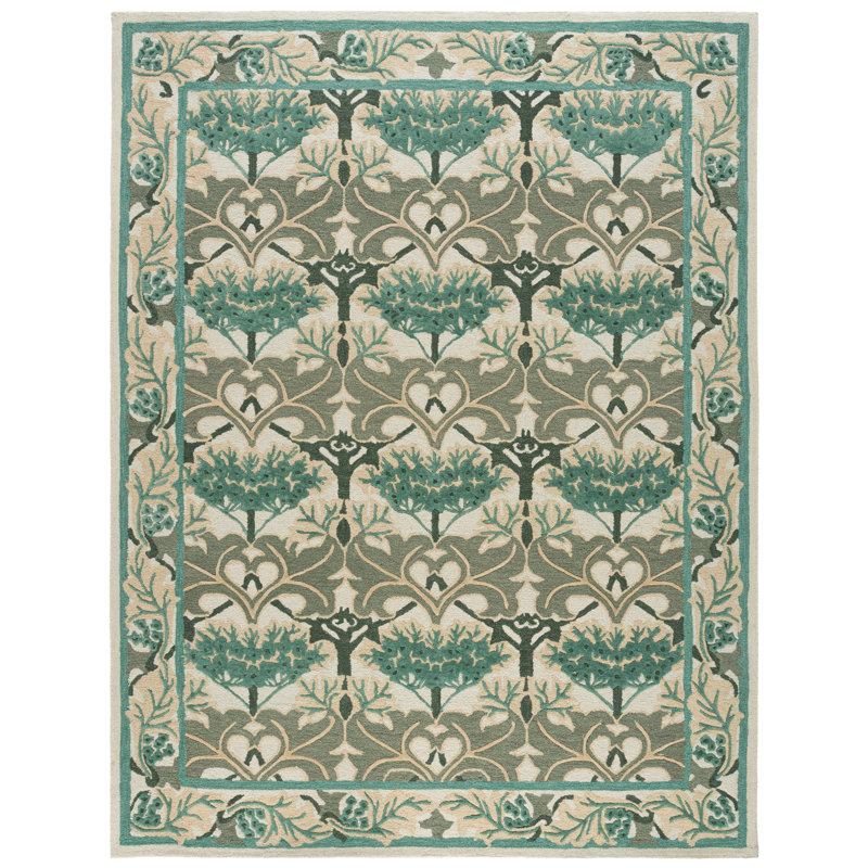 Earthly Treasures Hand Tufted Wool;Cotton;Viscose Geometric Indoor Rug, Rectangle 9' x 12'