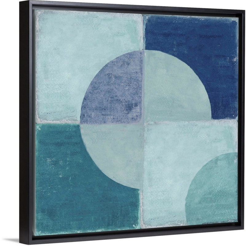 "Blue tiles I" par Tom Reeves, reproduction d’art sur toile, Toile avec cadre noir, H 22 po x l 22 po x P 1,75 po
