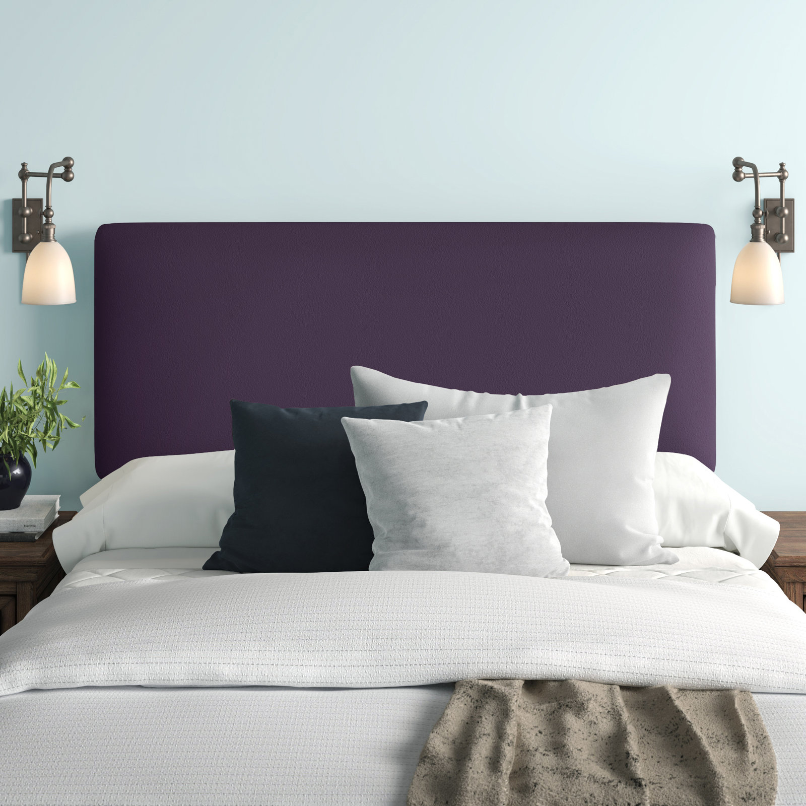 Eisley Upholstered Headboard, Twin, Classic Aubergine Velvet
